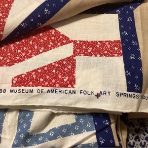 Vintage 1988 Museum of American Folk Art fabric 2 pcs 45” by 36” & 40” by 22”